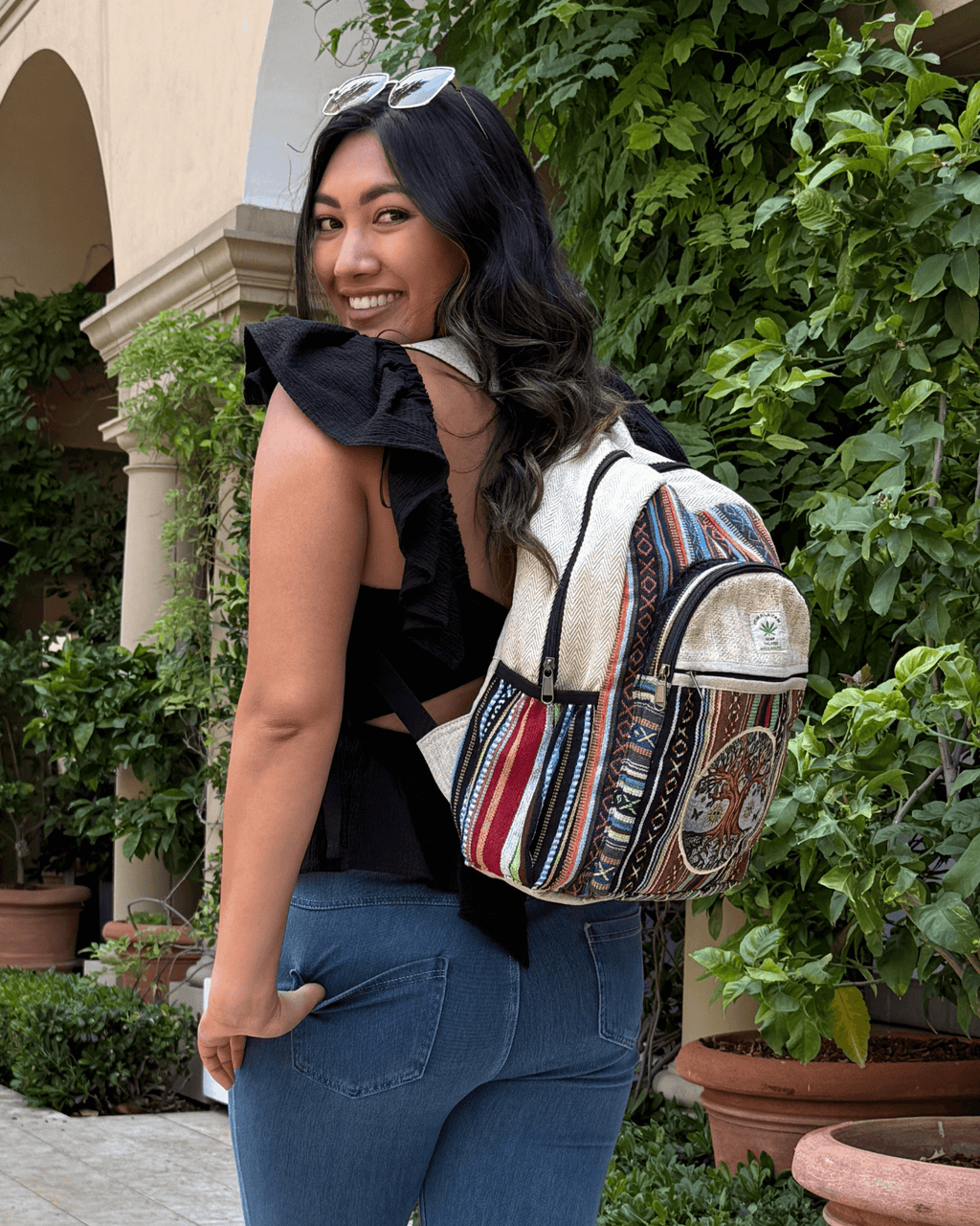 Kathmandu Collection Handmade Cotton and Hemp Tree of Life Backpack-3